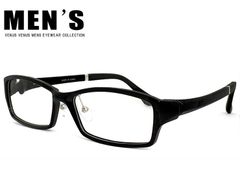 【新品】 メンズ メガネ 9133-1 男性用 黒縁 軽量 スクエア 型 黒ぶち venus!venus!