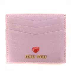 ミュウミュウ miumiu カードケース パスケース 名刺入れ レザー ロゴ ハート 紫 パープル /BB ■OHのサムネイル