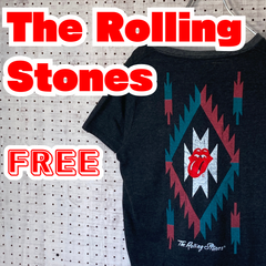 【The Rolling Stones】ザ・ローリング・ストーンズ　刺繍　Tシャツ　Vネック　フリーサイズ　グレー　ロック　バンドT　古着　LTTS2309-111
