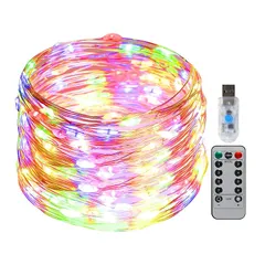 CINECE LEDイルミネーションライト ジュエリーライト 100球 10m リモコン付 8モード 点滅 点灯 タイマー機能 防水 防塵仕様 屋外 室内 ガーデンライト 正月 クリスマス 結婚式 ストリングライトー (USB式) 0