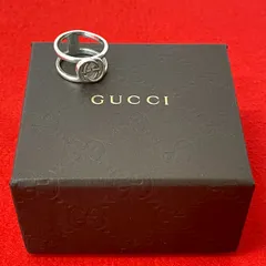 極 美品 GUCCI グッチ インターロッキング G オープンハンド リング シルバー925 指輪 17号 アクセサリー メンズ シルバー l22-8