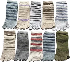 モードセレクト 5本指ソックス メンズ 靴下 スポーツ ビジネス 五本指ソックス 綿 蒸れない おしゃれ 25-27cm 10足セット 柄はお任せ A10(黒、グレー、紺、チャコール,  25-27)