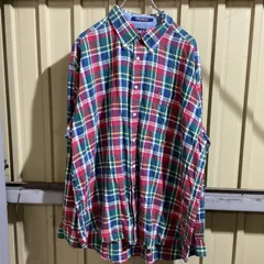 488 TOMMY HILFIGER 長袖シャツ XL  トミー ヒルフィガー チェック柄 赤 青 緑 チェックシャツ ワンポイント 刺繍ロゴ 古着卸 アメリカ仕入