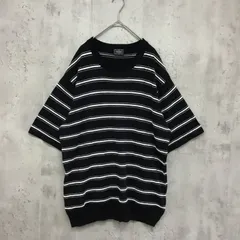 RODEO CROWNS  ロデオクラウンズワイドボウル　半袖ニット　黒×白×ボーダー柄　メンズ　Lサイズのサムネイル