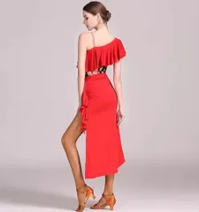 新品 未使用  新作 インナー付きラテンドレス　花柄 練習着 デモ　ダンスパーティにも！ 社交ダンスドレス ラテンダンス衣装 レッスンウェア ステージ衣装