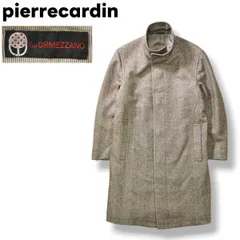 【上質】 ピエールカルダン pierrecardin オルメザーノ F.LLI ORMEZZANO 生地 カシミヤ混ウール ヘリンボーン ステンカラーコート S ブラウン系 メンズ