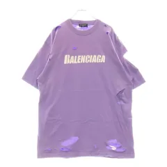 BALENCIAGA デストロイ ロゴプリント Tシャツ ダメージ パープル