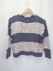 ◇ ⊆ Khaju カージュ コットン 長袖 ニット セーター サイズ表記なし ネイビー レディース E  【1506180005952】