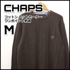 CHAPS チャップス コットン ニットセーター ワンポイント 刺繍 M 古着