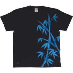 メンズ 竹柄Tシャツ ブラック 手描きで描いた竹の和柄Tシャツ
