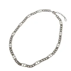 美品 クリスチャンディオール CD Icon チェーンリンク ネックレス N1574HOMMT 真鍮 シルバー 1529 Christian Dior