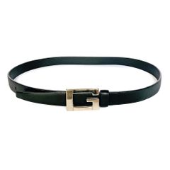 GUCCI グッチ Gバックル レザー 本革 ベルト ブラック 黒 ゴールド size 70/28 レディース イタリア製