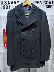81年 U.S.NAVY 米軍 ピーコート 36R ブラック Pコート 海軍 実物 ミリタリー 放出品 80'S ヴィンテージ