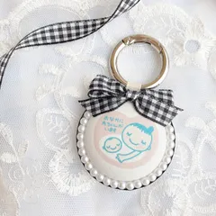 マタニティマーク　ギンガムチェック　リボン　ブラック