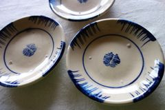 【ソンべ焼き3枚セット】現品限りSALE/小皿/取り皿/囍/ダブルハピネス/ソーサー/ベトナム料理/南部焼き/食器