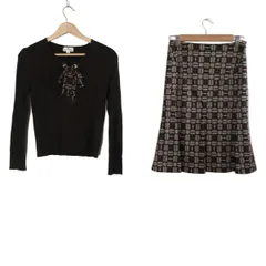 COURREGES(クレージュ) スカートセットアップ レディース - ダークブラウン×ライトピンク チェック柄