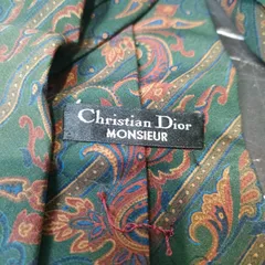 【訳あり】クリスチャン・ディオール Christian Dior ペイズリー グリーン系 Vintage ネクタイ シルク 100％ 古着 骨董 メンズ 服飾 小物 スーツ 普段着  成人式  90s 80s シャツ 制服 80年代 90年代 ブランド レトロ