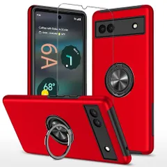 【数量限定】スタンド付き カバー 携帯ケース 衝撃 googlepixel6a リング ケース レッド ケース pixel6a 耐衝撃 リング付き 用 6A Pixel Google スマホケース