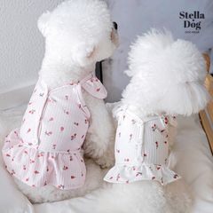 【閉店セール全品半額】小花柄キャミワンピース　花柄　ピンク　ホワイト　犬服　ドッグウェア　春夏