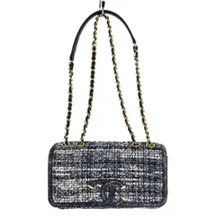内祝い】 美品 希少 限定品 シャネルCHANELツイードカメリアパテント 