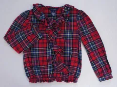 ラルフローレン lalph lauren アウトレット 子供服 女の子 6歳 約 120cm 長袖 ブラウス タータン チェック 赤 スモールポニー 秋 冬 ★4 トップス 冬服 ガールズ キッズ 【中古】 ユーズド 子ども服 こども