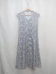 ◇ ⊂ N.Natural Beauty Basic 総柄 ロング丈 ワンピース サイズM ブルー イエロー レディース E  【1503060008867】