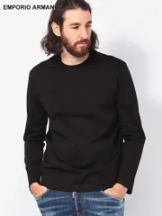 EMPORIO ARMANI (エンポリオアルマーニ) ロゴ クルーネック 長袖 Tシャツ AQUILA EA8N1TD71JGYZ メンズ (ブラック)