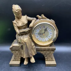 シチズンブロンズ置き時計 動作確認済）CITIZEN シチズン 置き時計 本を読む女性 ブロンズ
