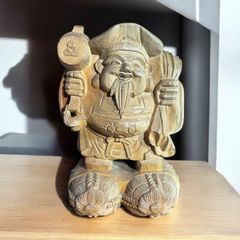 木彫り 大黒天 七福神 木製 大黒様 開運 縁起物 彫刻 仏像 古美術 インテリア 置物 オブジェ 骨董品 アンティーク