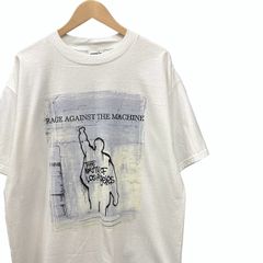90s ビンテージ RAGE AGAINST THE MACHINE  THE BATTLE OF LOS ANGELES 両面プリント バンド Tシャツ Lサイズ ホワイト  90年代 レイジアゲインストザマシーン ロックT バンT