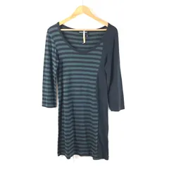 ソニアリキエル SONIA RYKIEL ワンピース 長袖 ボーダー 綿 ウール 深緑 黒系 Mサイズ 944157のサムネイル
