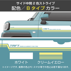 ダイハツタフト／サイド中間2色ストライプ／配色・タイプB〈ホワイト・クリームイエロー 2色仕様〉