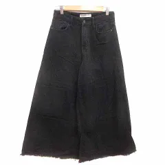 ザラ ベーシック ZARA BASIC Z1975 DENIM ワイドパンツ デニム 34 XS 黒 ブラック /YK