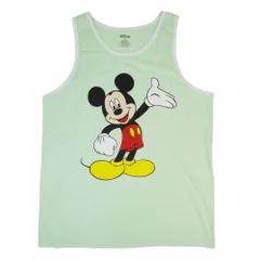 メンズ 【クリックポスト対応可】DISNEY MICKEY PRINT TANK TOPディズニー ミッキー プリントタンクトップL.GREEN/WHITE(ライトグリーン/ホワイト)男女兼用 袖なし アニメ ANIMEロゴ キャラ ノースリーブ
