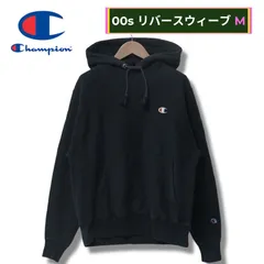 チャンピオンリバースウィーブ M相当 ブラック 00s USA企画 Champion REVERSE WEAVE パーカー フーディー フーディ 目あり ロゴ 刺繍 ストリート スポーツミックス Y2K 単色タグ ユニセックス 古着 J418
