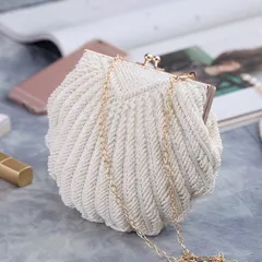 パーティーバッグ ゴールド 金 ホワイト ビーズ パール 刺繍 きれいめ レディース 結婚式 お呼ばれ チェーン付き 2way 二次会 謝恩会 演奏会 発表会 フォーマル ガーリー プリンセス