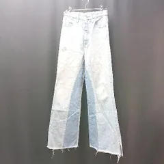 ◇ SLY スライ 裾スリット デニムパンツ フレア ダメージ加工 カジュアル ジーンズ サイズ24 ライトブルー レディース E  【1310050003487】