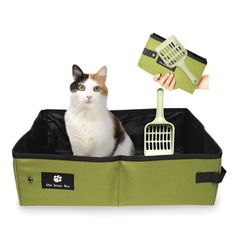 【特価セール】旅行 猫 折り畳み 介護 本体 防災 猫トイレ ポータブルトイレ 撥水加工(グリーン 猫用 nanappy L) 【日本国内検品】