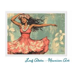 ハワイアンアート 額付き A4｜古のフラに想いを馳せて No.40 Leaf Aloha