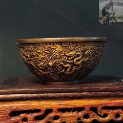 宋定窯彫刻烏金釉龍鳳碗 景徳鎮 陶磁器 装飾品 現代工芸品 美術品 置物 宋定窯彫刻烏金釉龍鳳碗 景徳鎮 陶磁器 装飾品 現代工芸品 美術品 置物