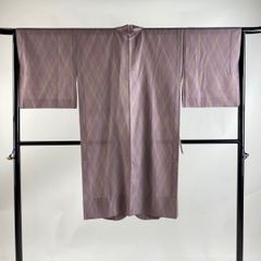 道中着 身丈107.5cm 裄丈64cm M 和装コート 幾何学 ぼかし 紫 正絹 美品 名品 【中古】