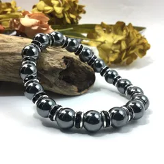 ヘマタイト パワーストーン ブレスレット 天然石 10mm （ブラック）メンズ・レディース　男性・女性　数珠ブレス　開運 [25]　