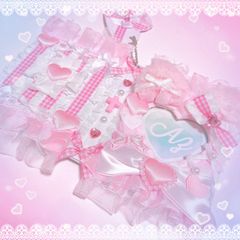 推し活コレクトブック໒꒱· ﾟねこ耳アシンメトリーギンガムピンク♡〔No.12〕