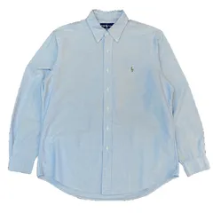 《ビックシルエット》ポロラルフローレン 長袖 オックスフォードシャツ 無地 ブルー アメカジ (16 1/2)