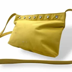 良品 1275 アニエスベー ショルダーバッグ スタッズ ナイロン レザー 黄