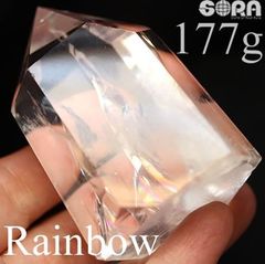 【限定1点モノ】透明度高め 水晶 ポイント レインボー水晶 アイリス水晶 177g パワーストーン 原石 天然石 クラスター 置物 ブラジル産 六角柱