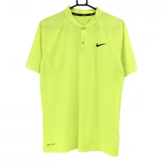 【美品】ナイキゴルフ 半袖ポロシャツ 蛍光イエロー 胸ロゴプリント DRY-FIT メンズ XL ゴルフウェア NIKE