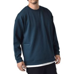 長袖Tシャツ 《48モスブルー》 新品 未使用 メンズ ストレッチ スパンダンボール フェイクレイヤード 重ね着風【A4E】【ゆうパケット】 ファッション