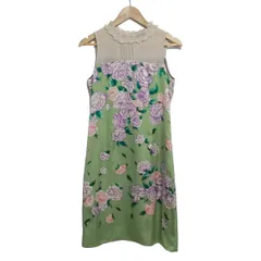 SunaUna(スーナウーナ) ワンピース サイズ38 M レディース - ライトグリーン×ライトパープル×マルチ ノースリーブ/ひざ丈/花柄/フリル