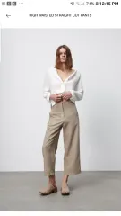 ZARA(ザラ) リネン ハイウエスト ストレイカット パンツ 新品